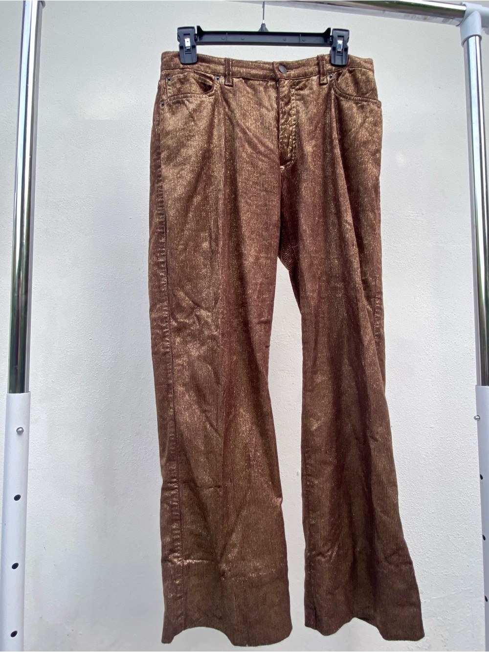 Vintage EURO Overdrive Gold Metallic Brown Corduroy Pants Size 44 10